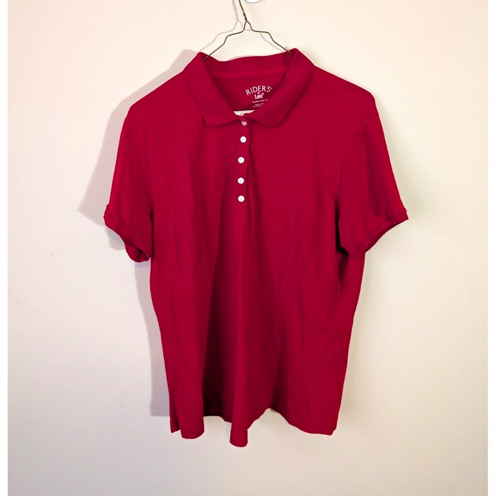Riders by Lee Polo Shirt Mens 2XL Big & Tall Red Solid Short Sleeve Collared